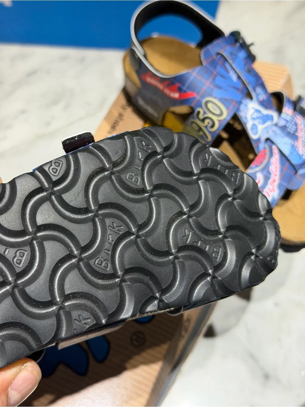 Kids Blue Graphic Adjustable Buckle Sandals